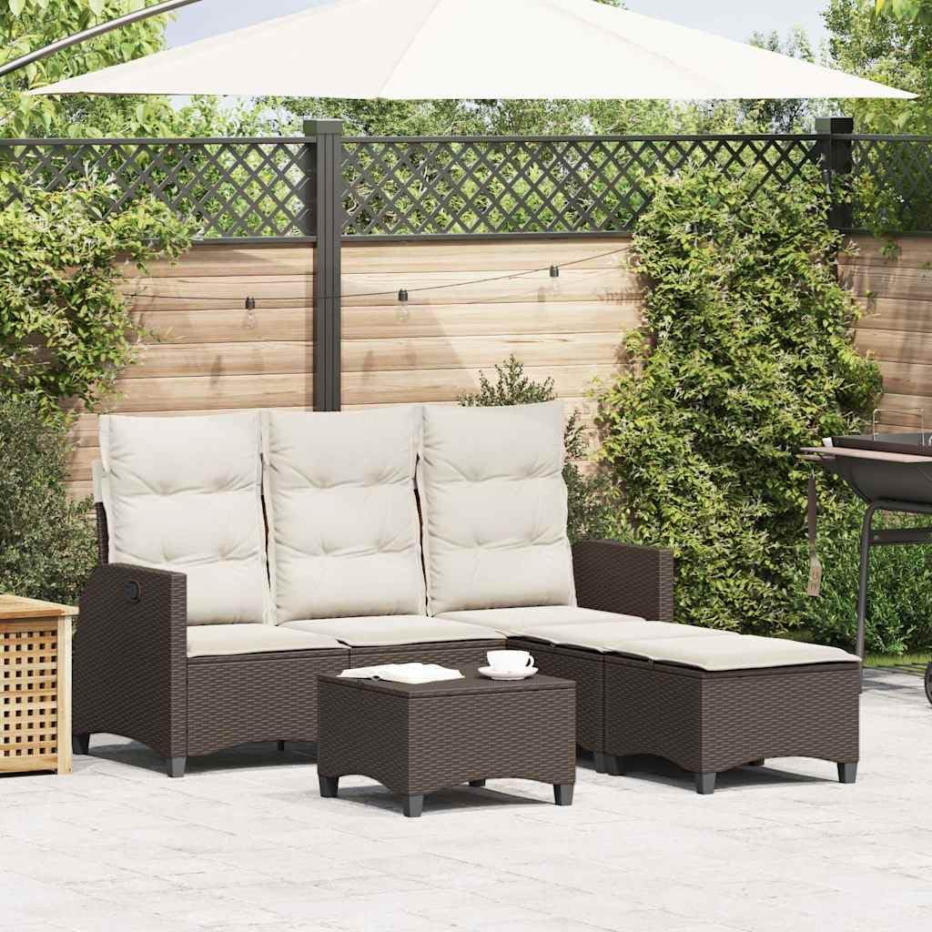 Sofa KKHOMEI, Braun/Creme, Ecklounge Verstellbar Lehne Balkon Lounge K – meubarixa