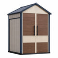 Caseta de Jardín de Resina y Metal 200x150x210 cm Marrón/Beige