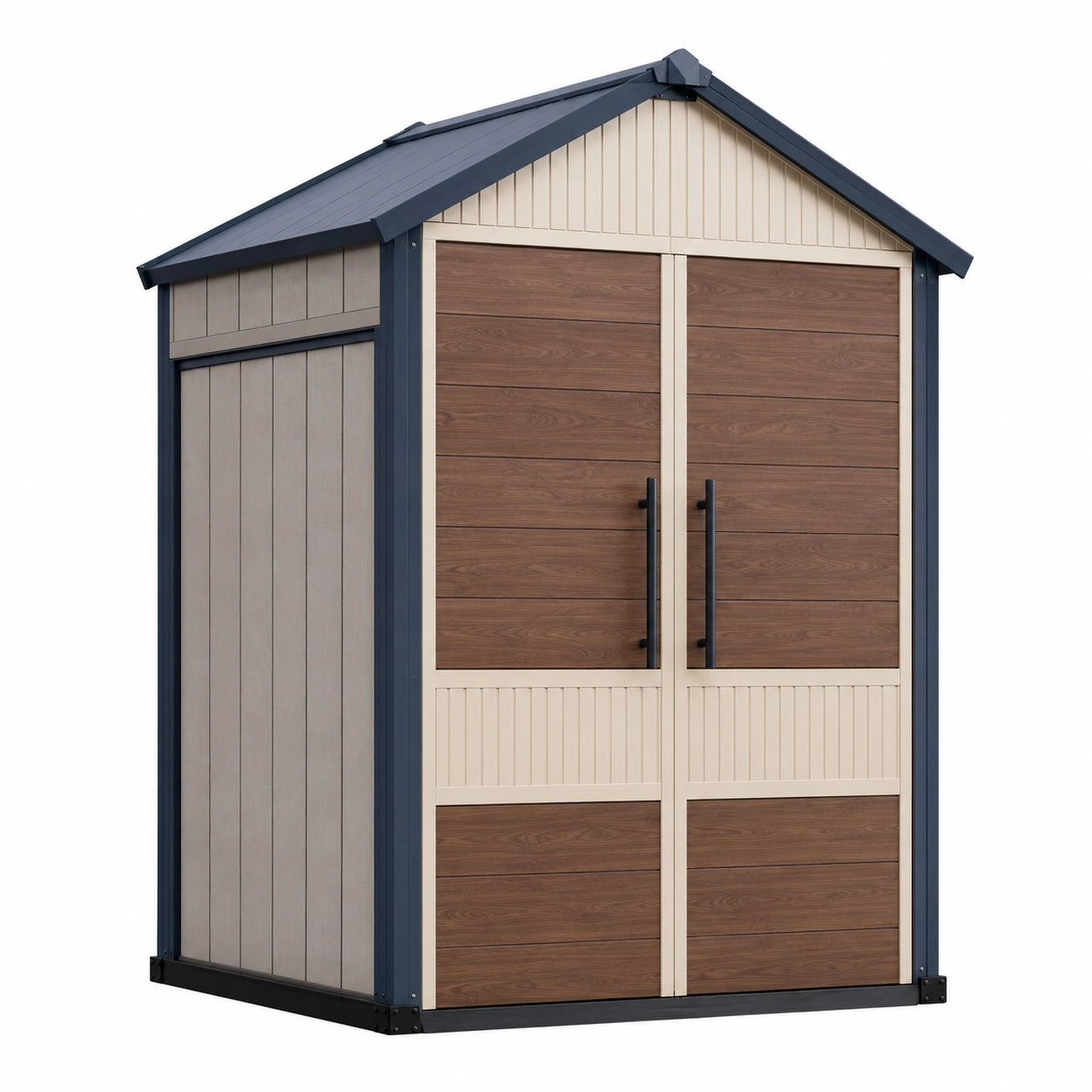 Caseta de Jardín de Resina y Metal 200x150x210 cm Marrón/Beige