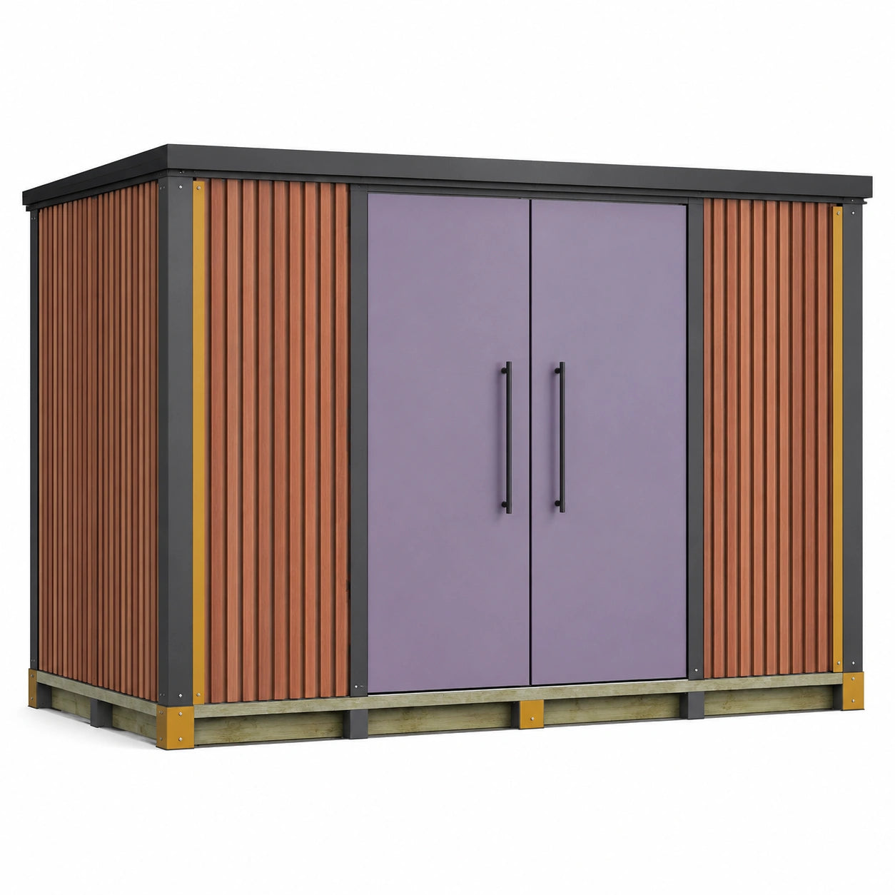 Caseta de Almacenamiento de Acero y Madera Marrón y Púrpura