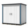 Cobertizo de Metal de Acero Galvanizado Blanco y Azul 230x140x180 cm