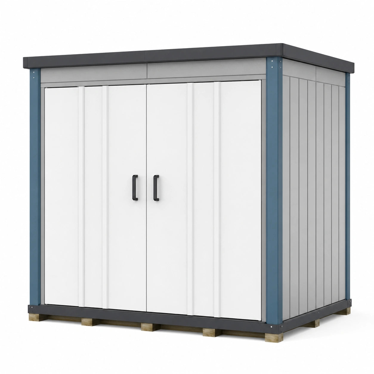 Cobertizo de Metal de Acero Galvanizado Blanco y Azul 230x140x180 cm