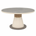 Mesa redonda de cerámica gris 120 cm con base MDF