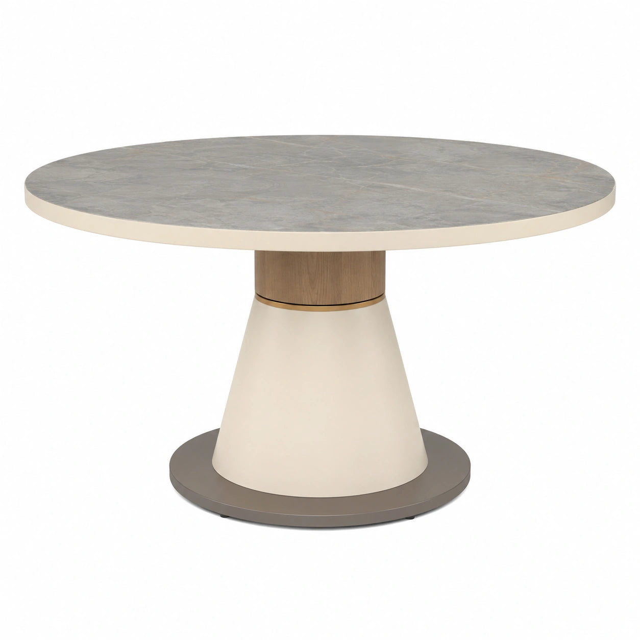 Mesa redonda de cerámica gris 120 cm con base MDF