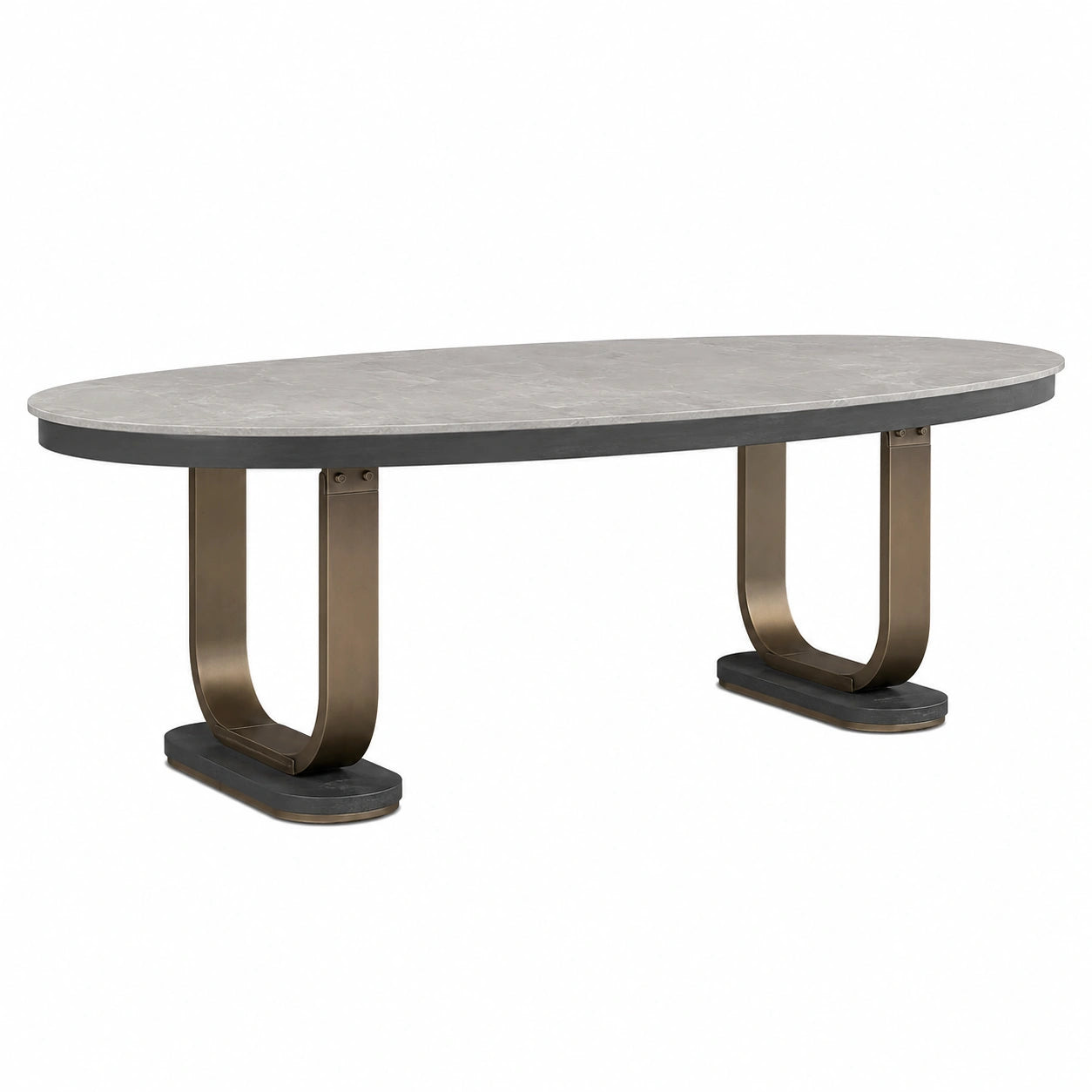 Mesa de Comedor Ovalada de Mármol y Metal
