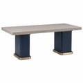 Mesa de comedor de MDF y acero gris y azul 200x90x75 cm