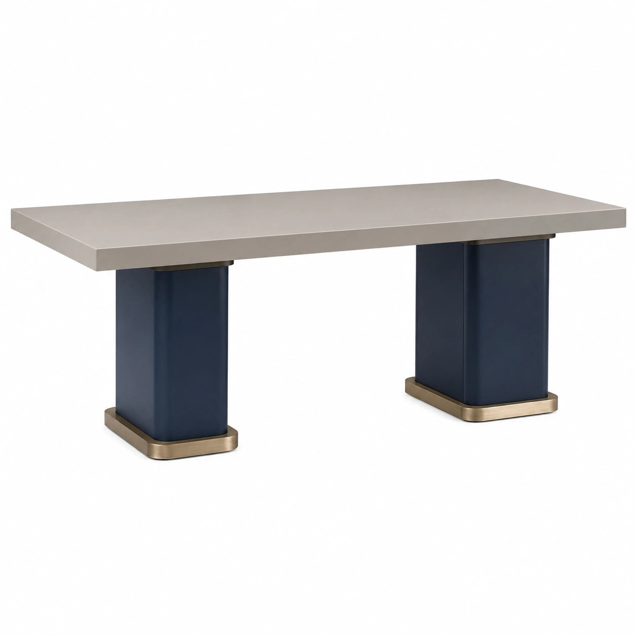 Mesa de comedor de MDF y acero gris y azul 200x90x75 cm