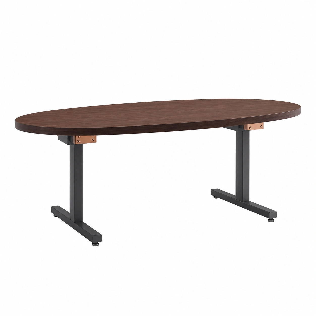 Mesa ovalada de madera y metal color Marrón 200x100x76 cm