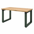Mesa de comedor de madera de roble con patas metálicas verdes 200x100x75 cm