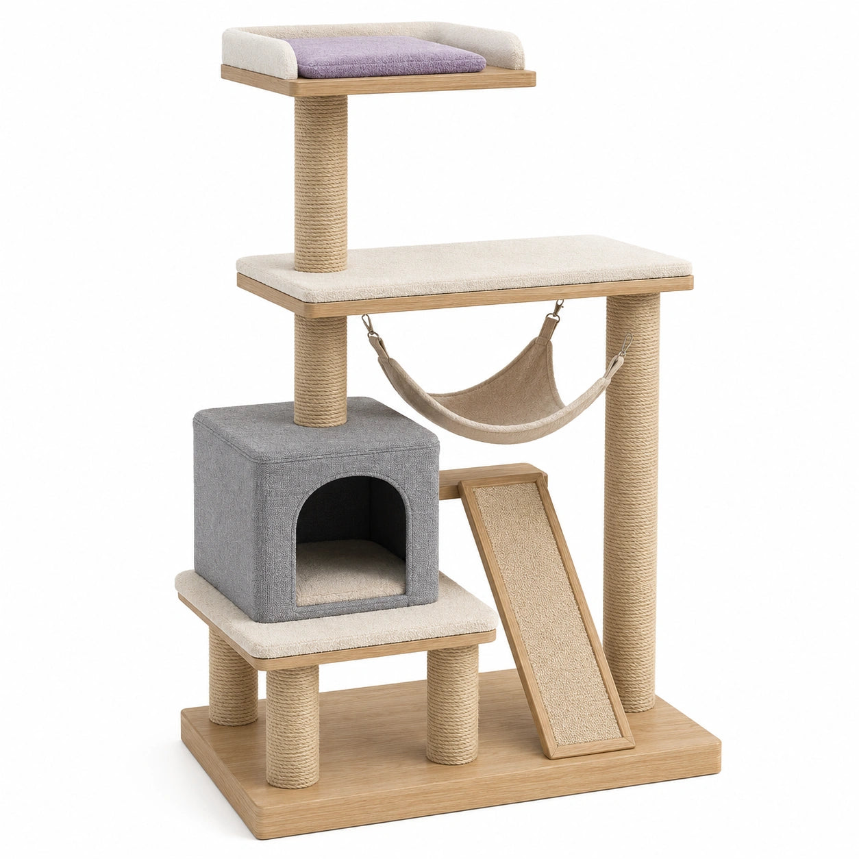 Árbol para Gatos con Cueva y Hamaca de MDF y Poliéster