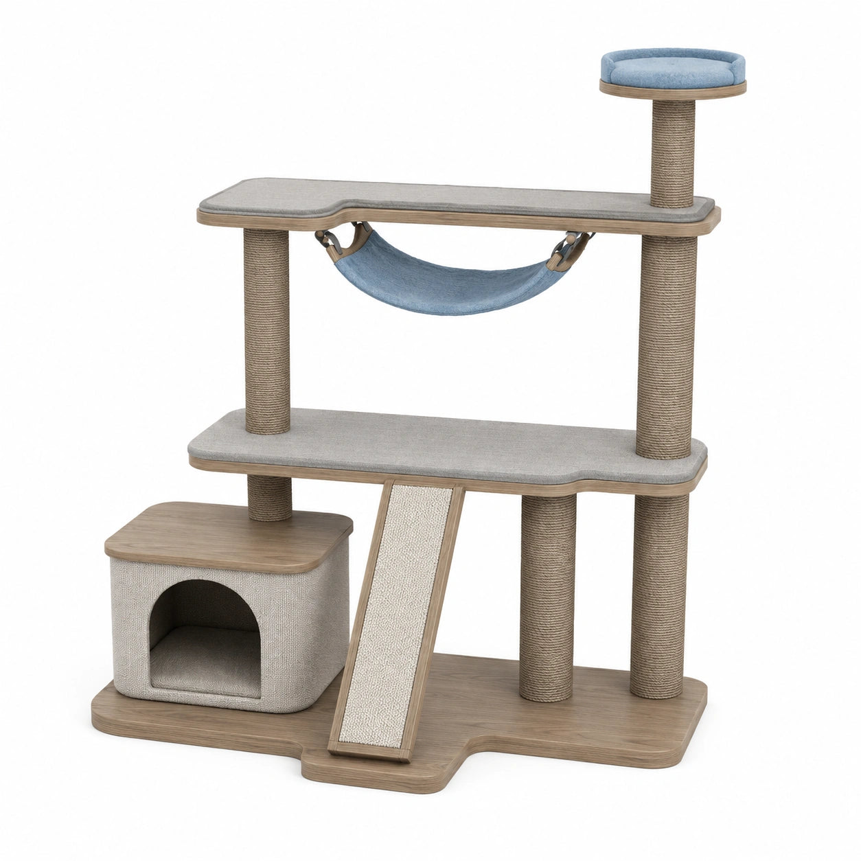 Árbol rascador para gatos de madera y lino de 120 cm