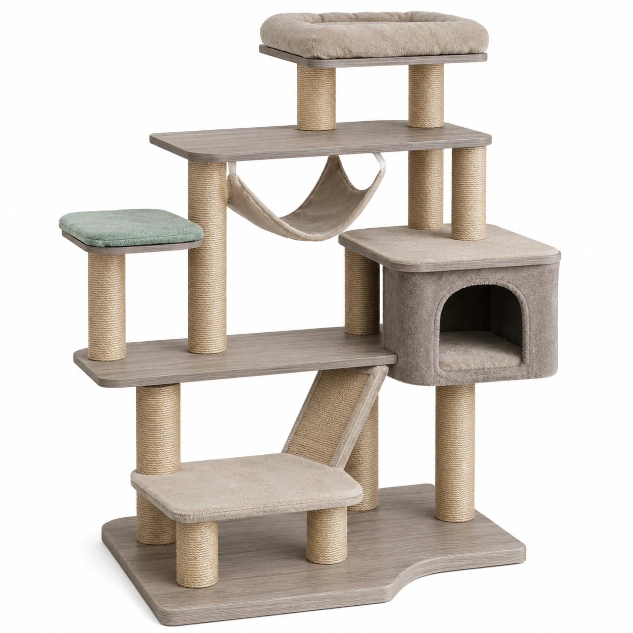 Árbol para Gato de Madera con Tela de Poliéster y Sisal