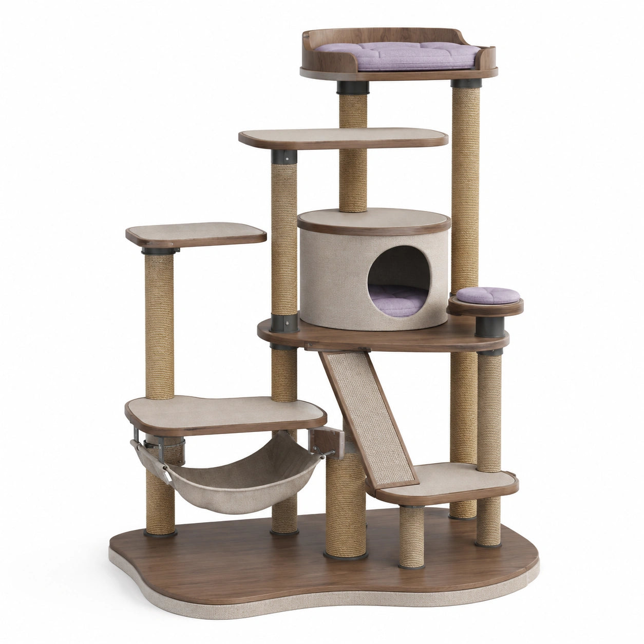 Árbol para gatos de madera y sisal con plataformas múltiples 120x80x150cm