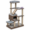 Árbol Rascador para Gatos de Madera y Sisal Gris y Marrón