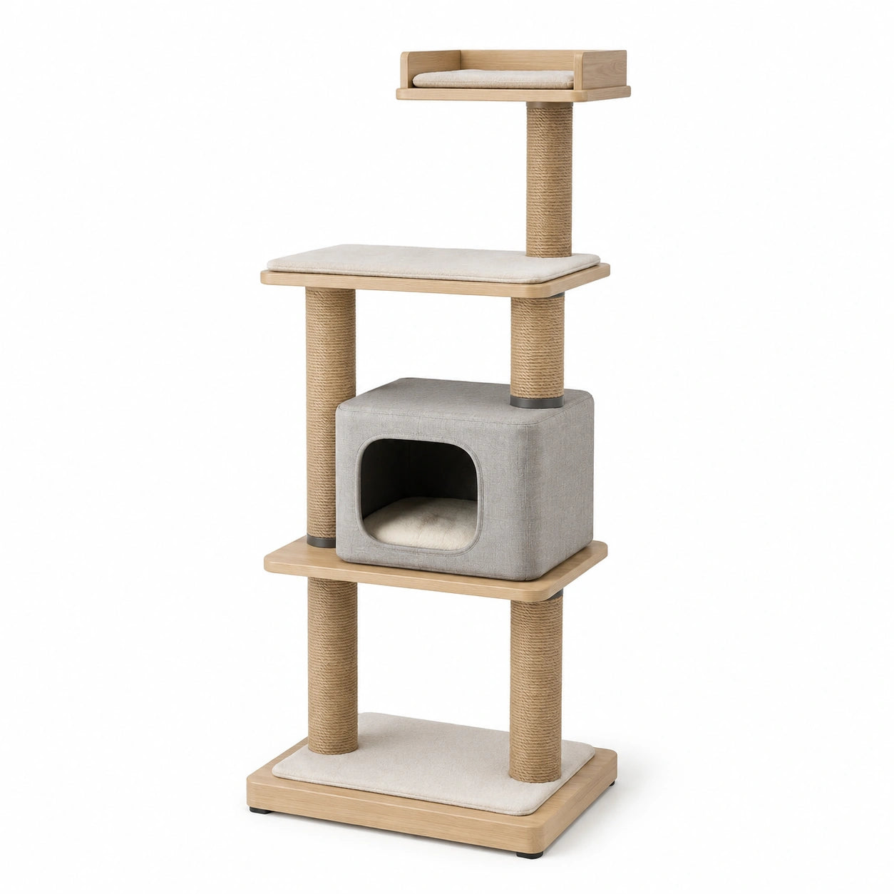 Árbol para Gatos de Madera con Rascadores de Sisal y Cueva de Tela