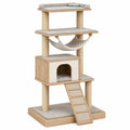 Árbol para Gatos de Madera con Cuerda de Sisal y Tela Beige