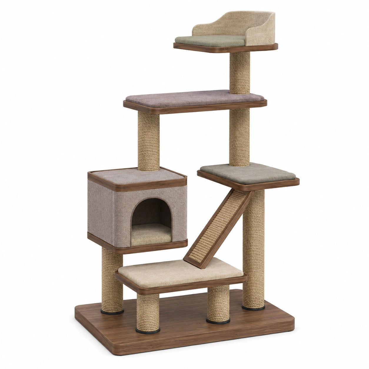 Árbol para Gato de Madera y Sisal Beige/Marrón 140 cm