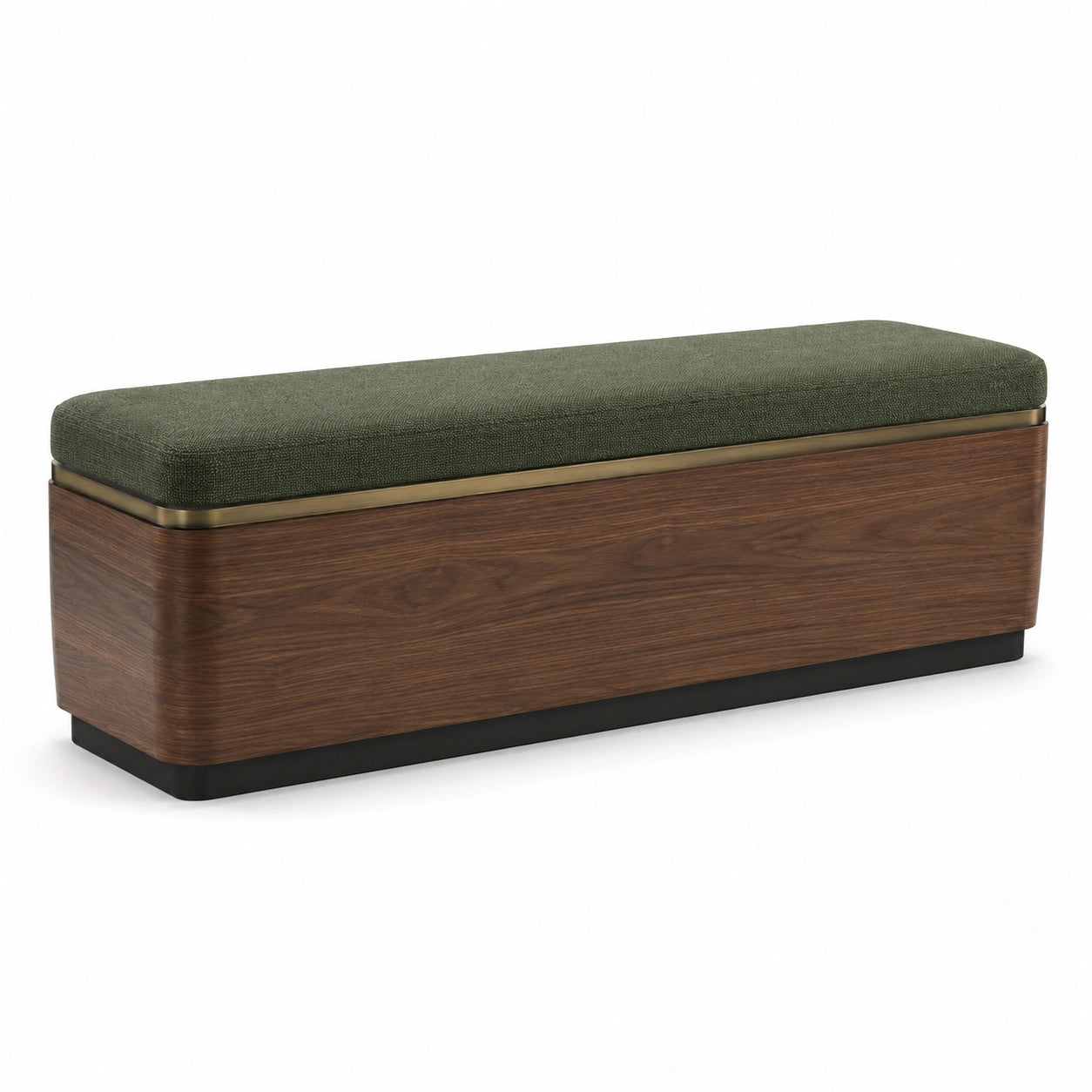 Banco de madera y poliéster verde con almacenamiento 120cm
