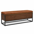Banco de almacenamiento en cuero PU y madera con estructura de metal 120 cm