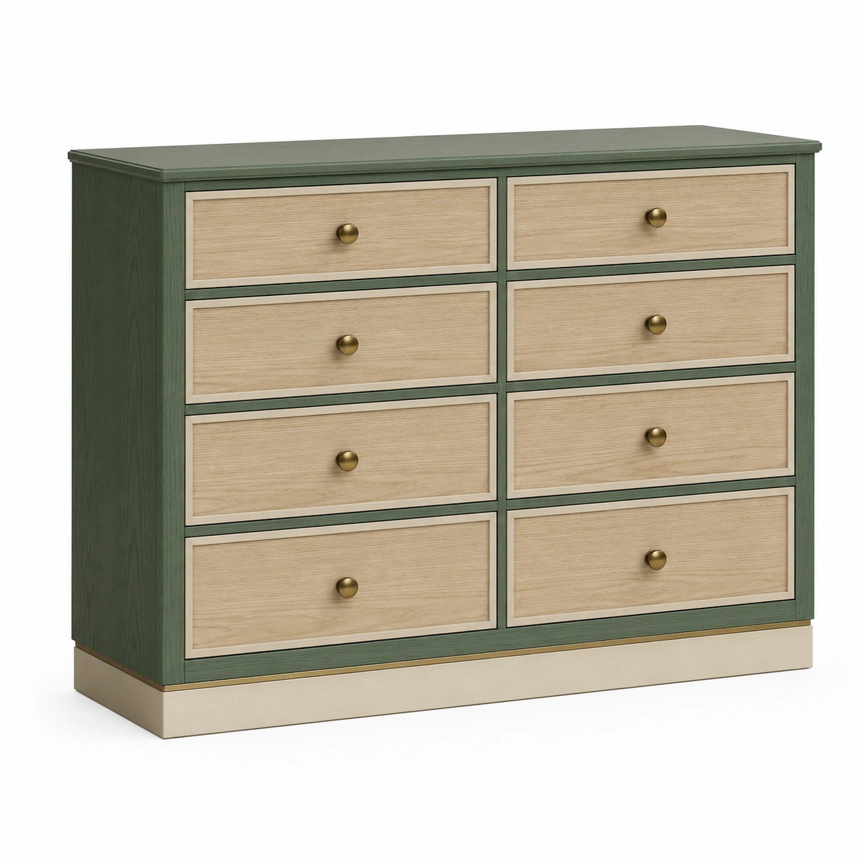 Cajonera de Madera de Roble con 8 Cajones Verde