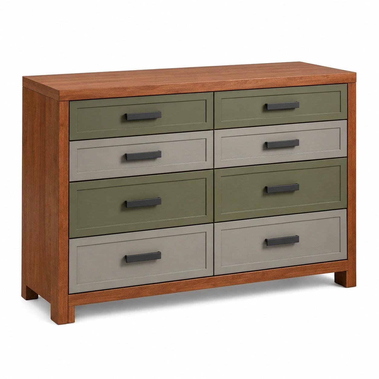 Cómoda de Madera con Cajones de MDF Verde y Gris