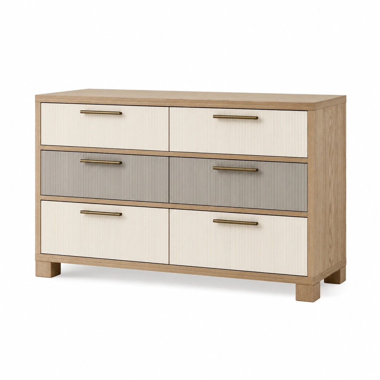 Cajonera de Madera con 6 Cajones Beige y Gris