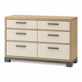 Cajonera de Madera con 6 Cajones, Roble y MDF Crema