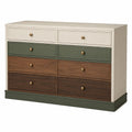 Cajonera de Madera con 8 Cajones Beige y Verde