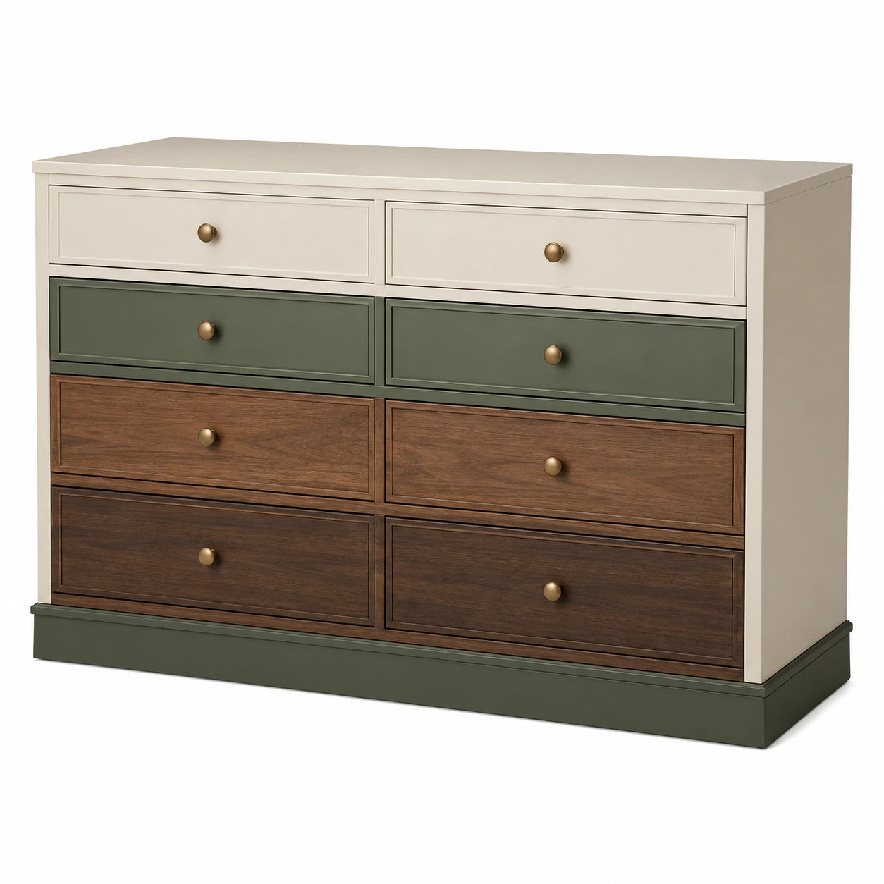 Cajonera de Madera con 8 Cajones Beige y Verde