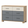 Cajonera de Madera con 6 Cajones Beige y Gris