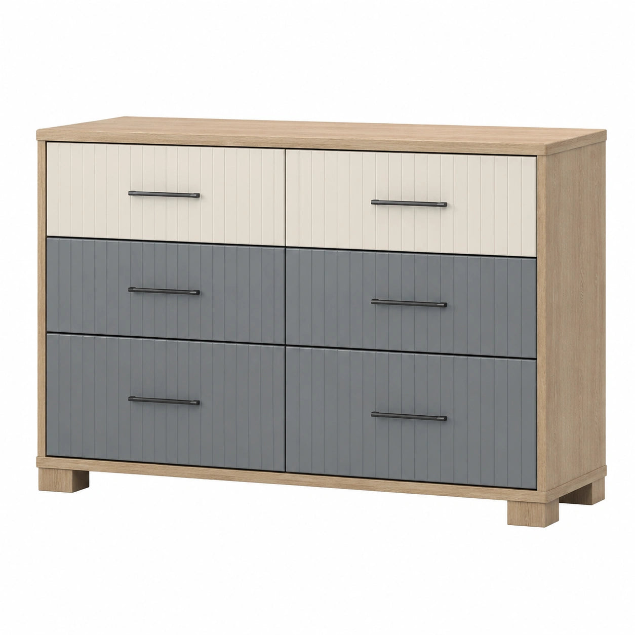 Cajonera de Madera con 6 Cajones Beige y Gris