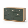 Cajonera de Madera y Metal con 6 Cajones Verde y Roble 120x40x78cm