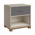 Mesita de Noche con Cajón de Madera y Detalles Gris
