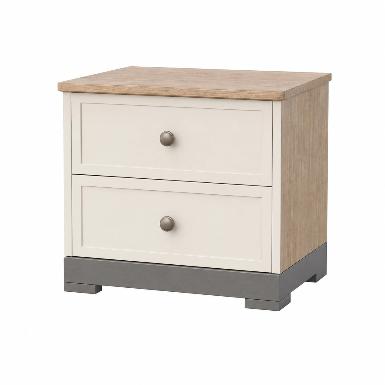 Mesita de Noche de Madera y Contrachapado con 2 Cajones, 60x40x45 cm