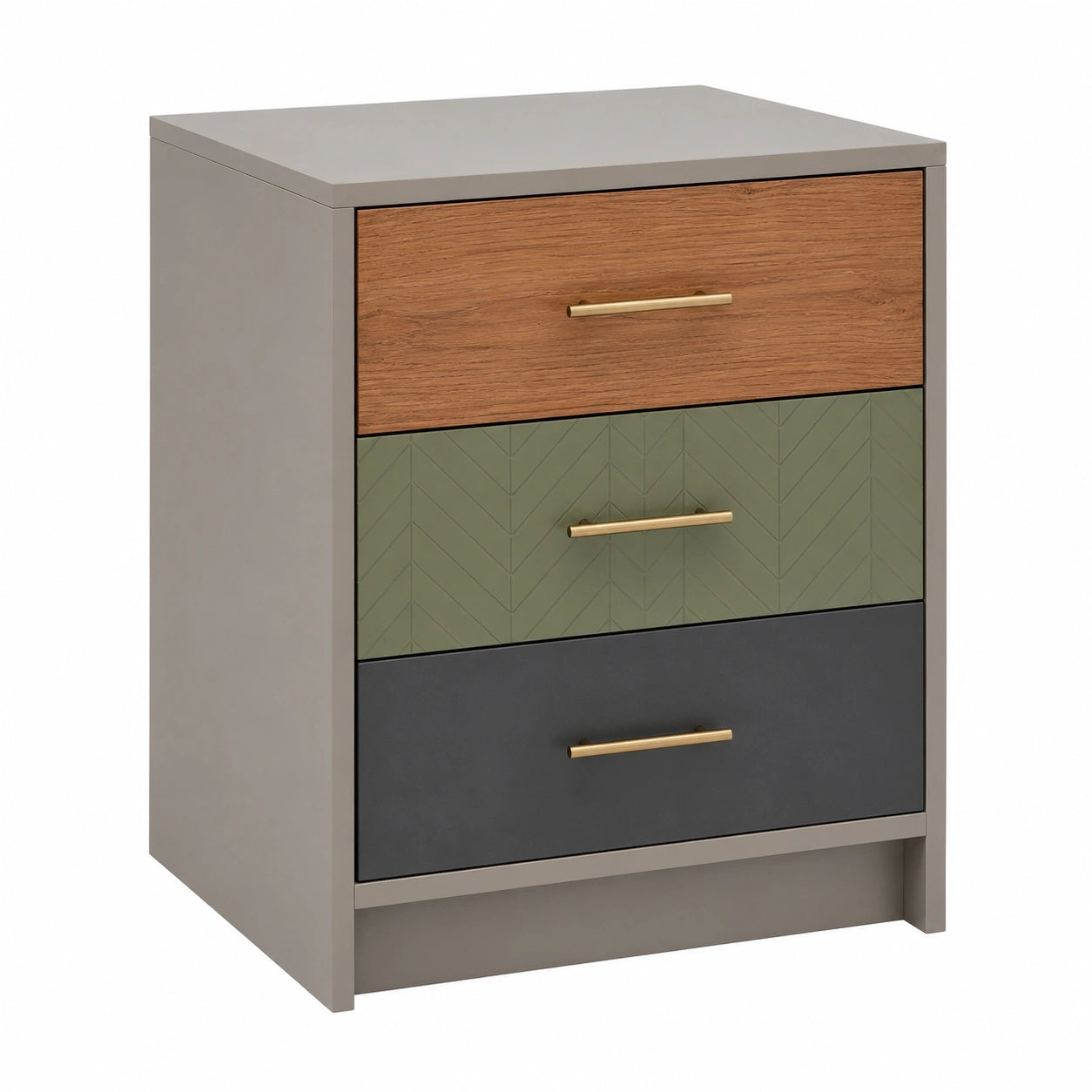 Cajonera de Madera, MDF y Metal con Tres Cajones Multicolor