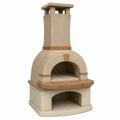 Horno de Exterior de Piedra Refractaria Beige con Chimenea 150x80x60 cm