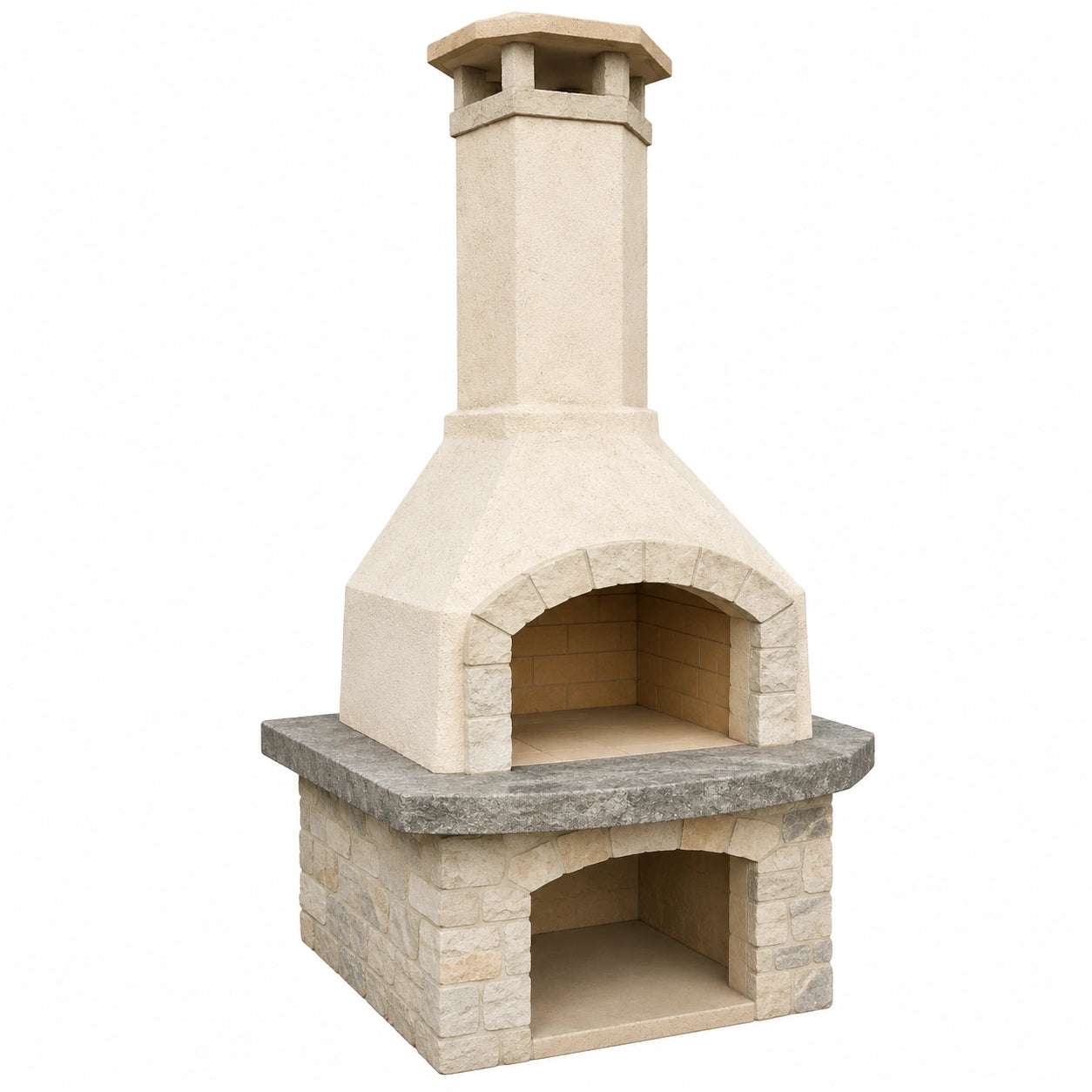 Barbacoa de Piedra Caliza con Chimenea para Uso Exterior