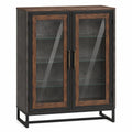Armario Vitrina de Madera y Metal con Puertas de Vidrio