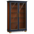 Vitrina de Madera con Puertas de Vidrio Templado y Estantes