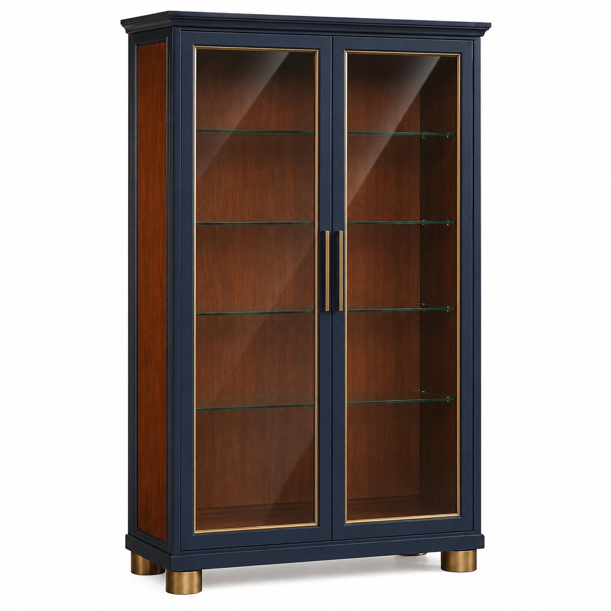 Vitrina de Madera con Puertas de Vidrio Templado y Estantes