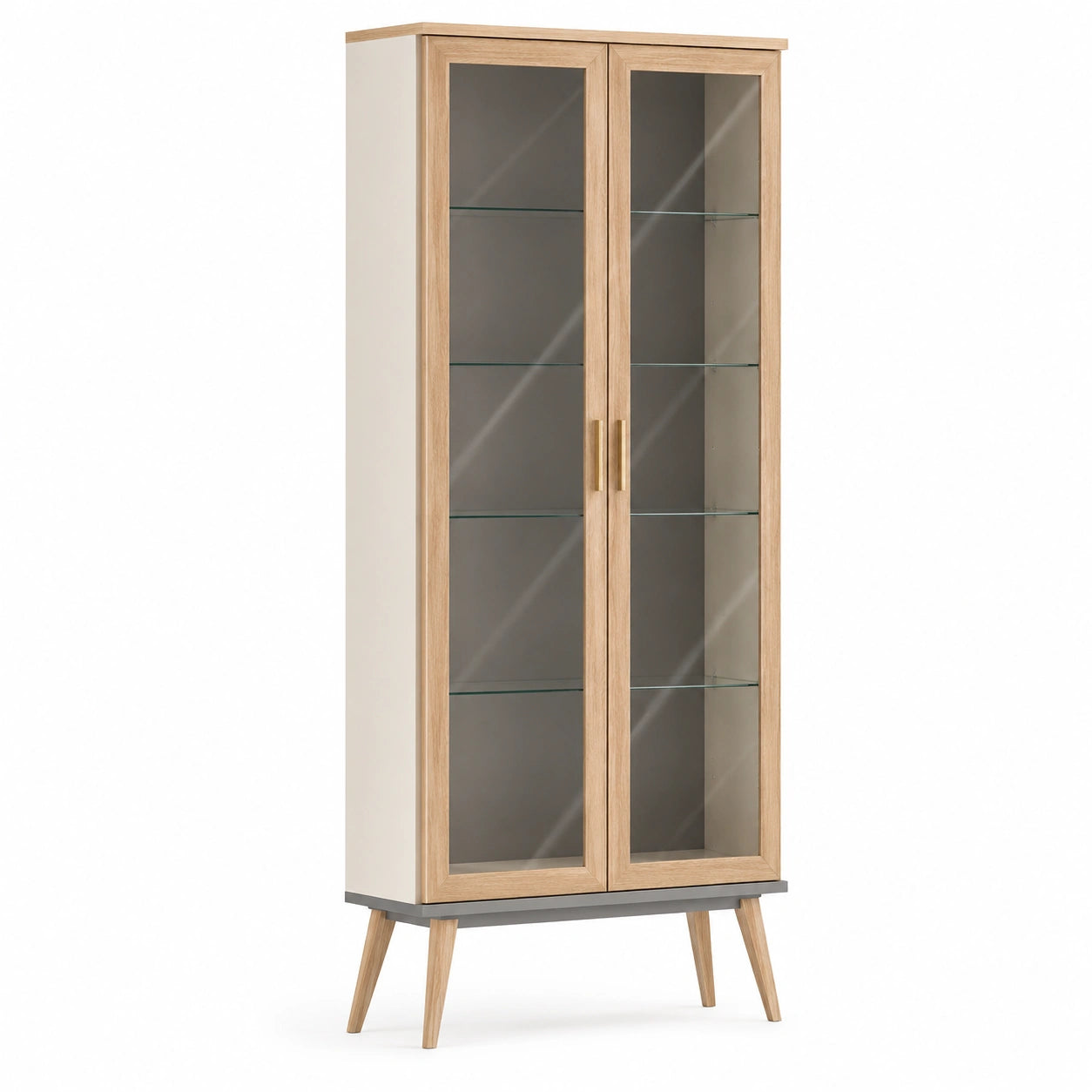 Vitrina alta de MDF con puertas de cristal templado 180cm x 80cm x 35cm