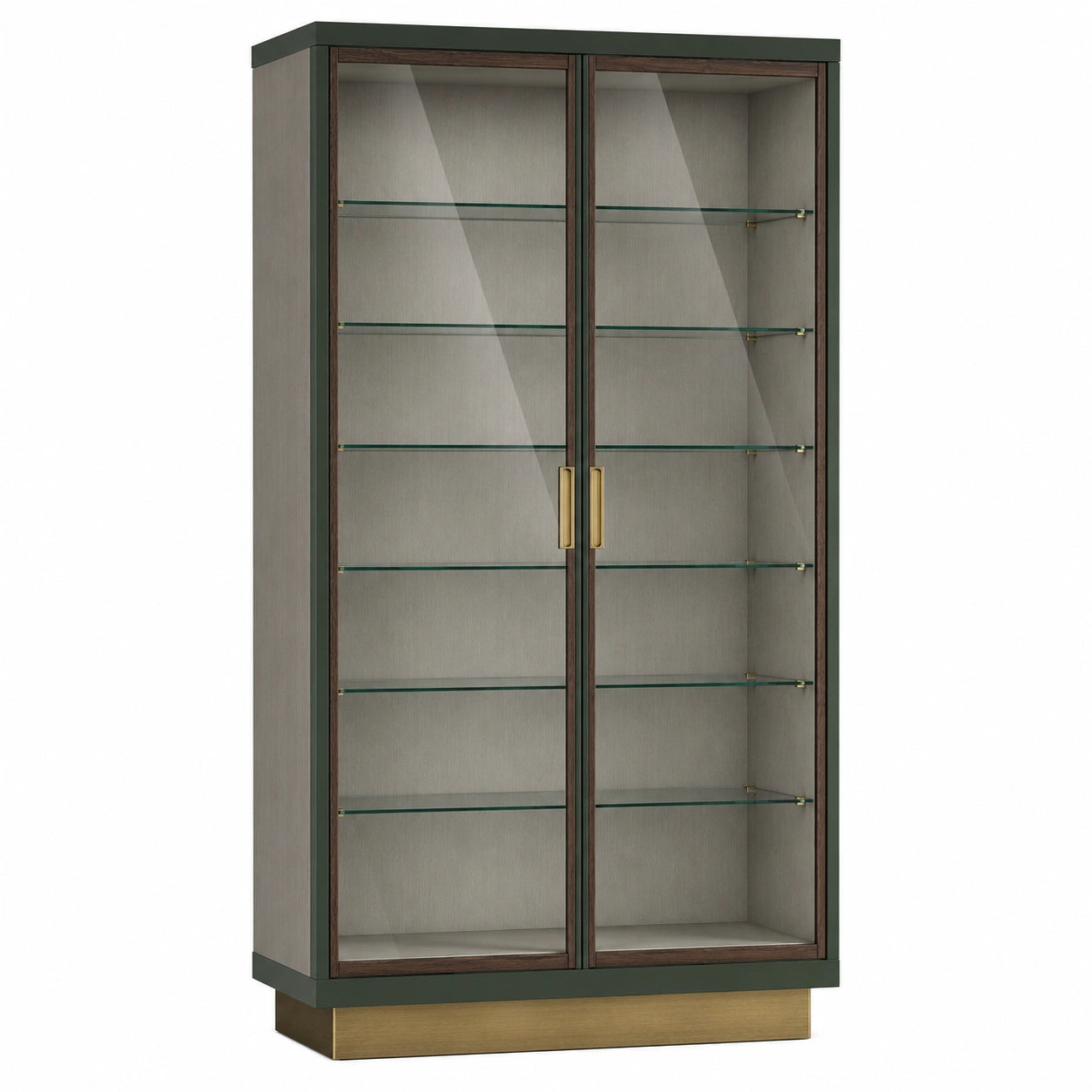 Vitrina de Madera Contrachapada y Vidrio Templado con Puertas Dobles