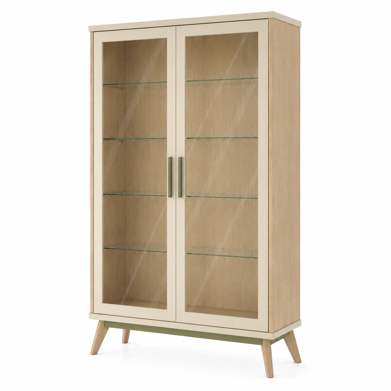 Vitrina de Madera con Puertas de Vidrio Templado