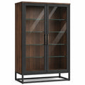 Vitrina de madera y metal con puertas de cristal templado
