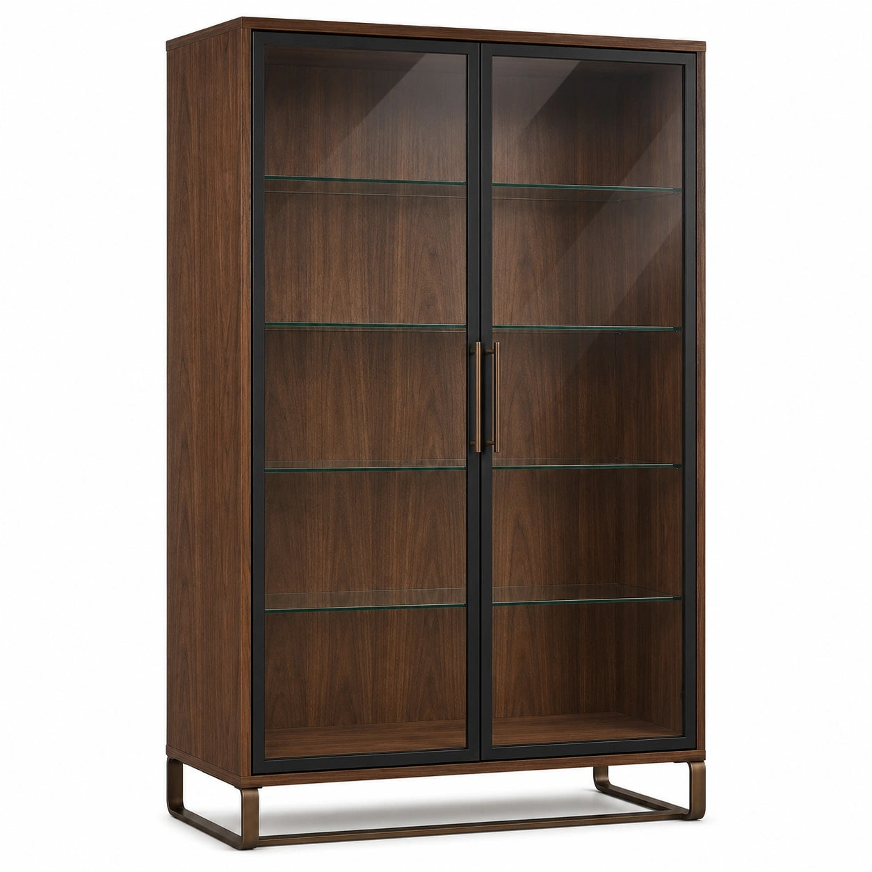 Vitrina de Madera y Vidrio Templado con Base de Metal