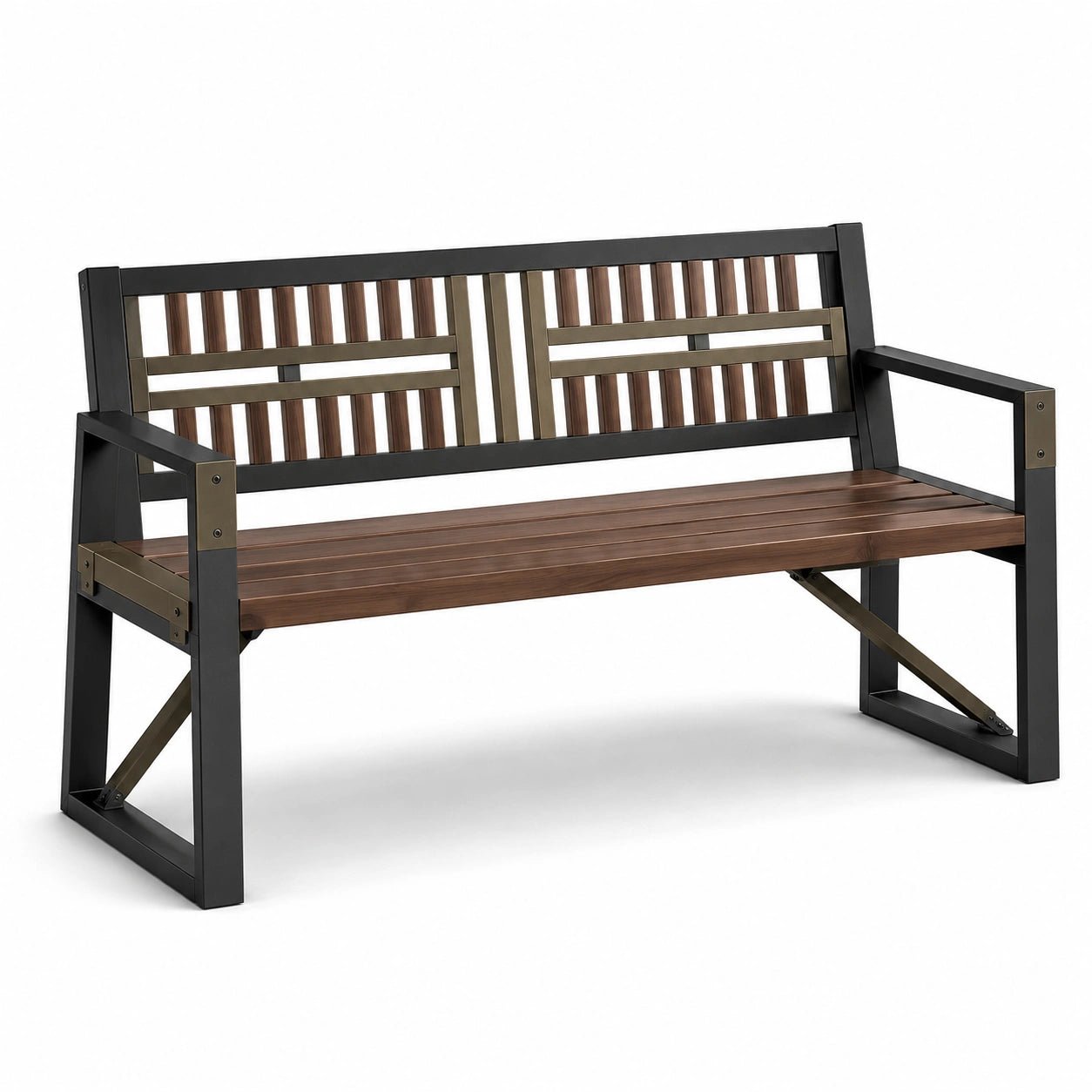 Banco de madera y metal para exteriores 120x60x85cm