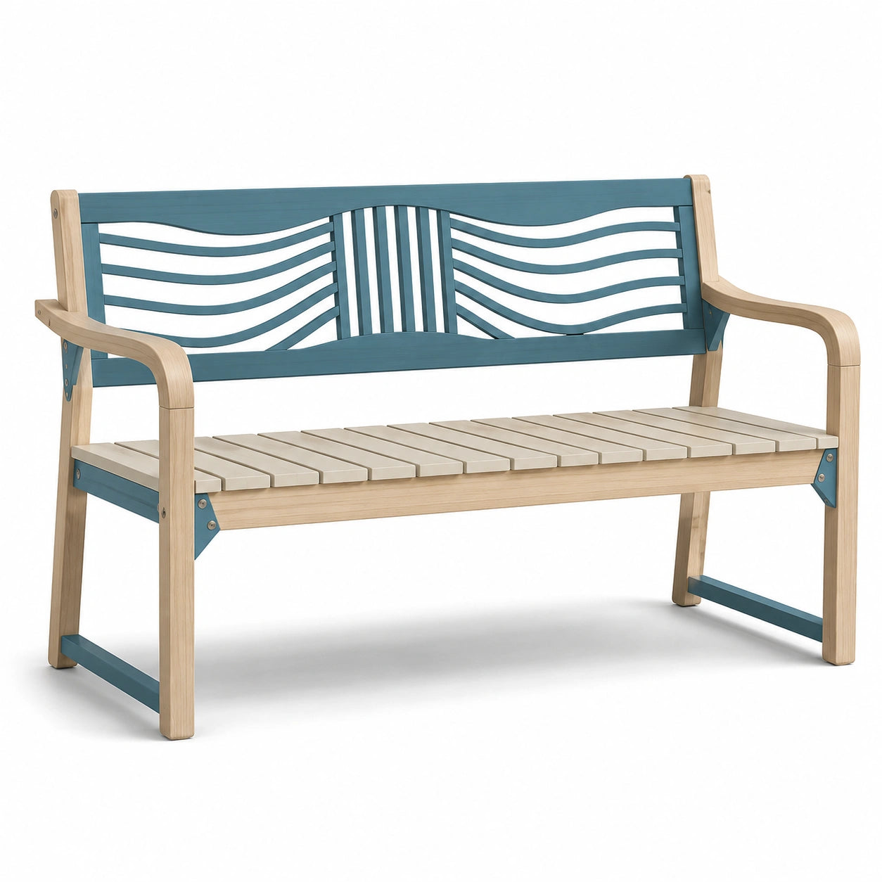 Banco de Madera y Metal Azul