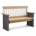 Banco de Madera de Roble con Respaldo y Brazos, Gris y Beige, 150cm