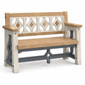 Banco de madera de roble con respaldo decorativo 120cm