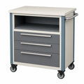 Carro de almacenamiento de metal con ruedas y 3 cajones Blanco/Gris 74x46x91 cm